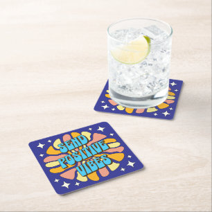 Dessous De Verre Carré Envoyez des Vibes Positives