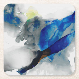 Dessous De Verre Carré Éphémère - bleu et gris