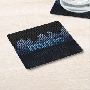 Dessous De Verre Carré Equalizer numérique Musique Wave Wall