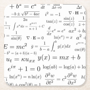 Dessous De Verre Carré Équations des dessous de verre de maths et de la