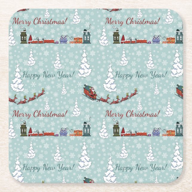 Dessous De Verre Carré Équipe de père Noël (Devant)