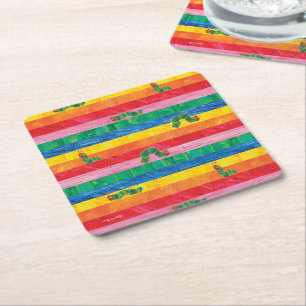 Dessous De Verre Carré Eric Carle   Caterpillar Rainbow Stripe Motif