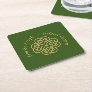 Dessous De Verre Carré Erin Go Bragh Gold Celtic Shamrock