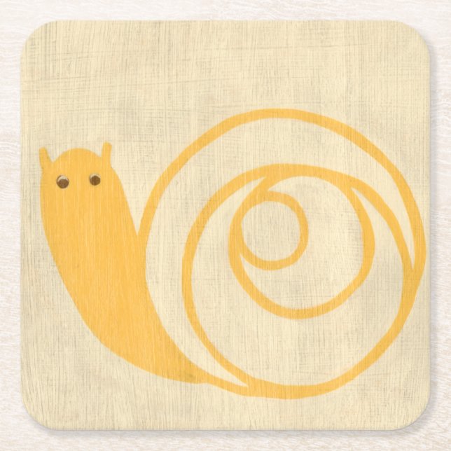 Dessous De Verre Carré Escargot jaune sur Arrière - plan crème (Devant)