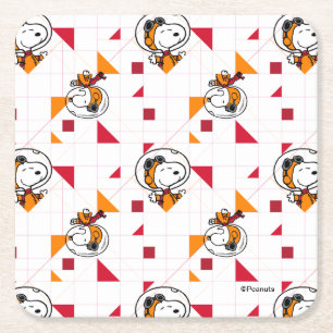 Dessous De Verre Carré ESPACE   Snoopy Space Suit Motif blanc