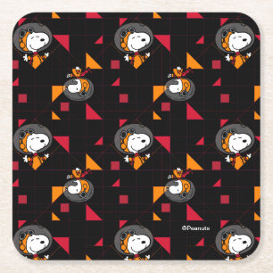 Dessous De Verre Carré ESPACE   Snoopy Space Suit Motif noir