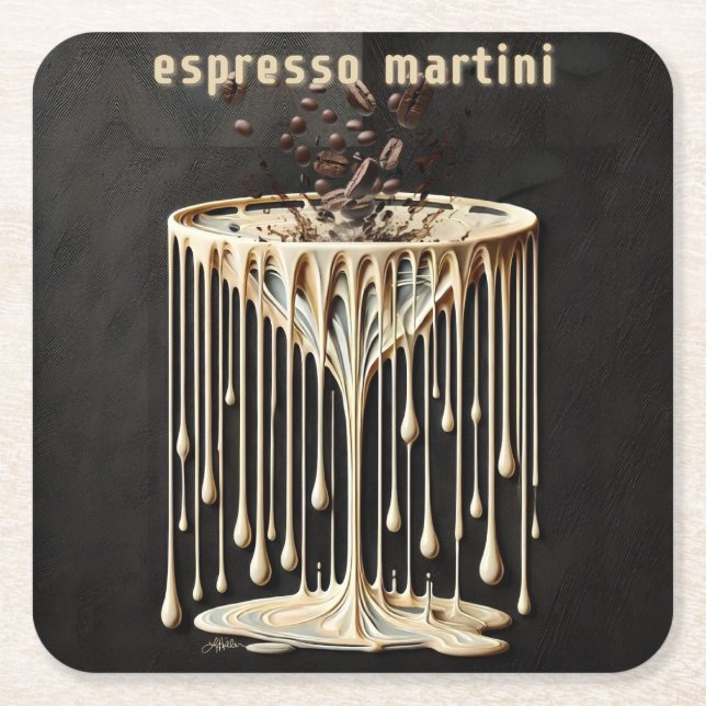 Dessous De Verre Carré Espresso Martini Cocktail Heure (Devant)