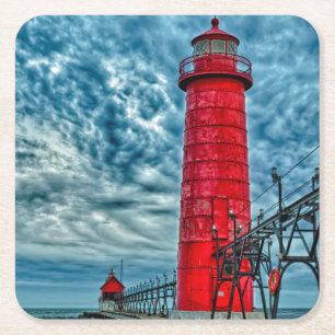 Dessous De Verre Carré États-Unis, Grand Haven, Michigan, phare
