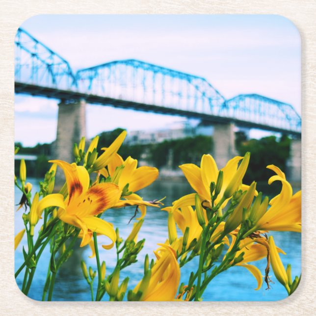 Dessous De Verre Carré Été à Chattanooga - Pont de la rue Walnut (Devant)