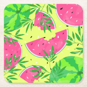 Dessous De Verre Carré Été Watermelon Branches Graines Bright Tropical