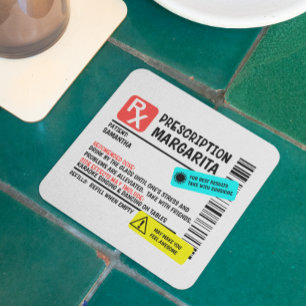 Dessous De Verre Carré Étiquette d'avertissement drôle pour Margarita sur