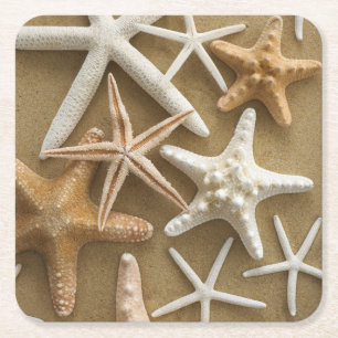 Dessous De Verre Carré Étoiles de mer sur le sable