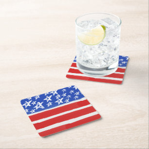 Dessous De Verre Carré Étoiles et rayures, Patriotique, 4 juillet