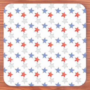 Dessous De Verre Carré Étoiles Patriotique Rouge Blanc Bleu