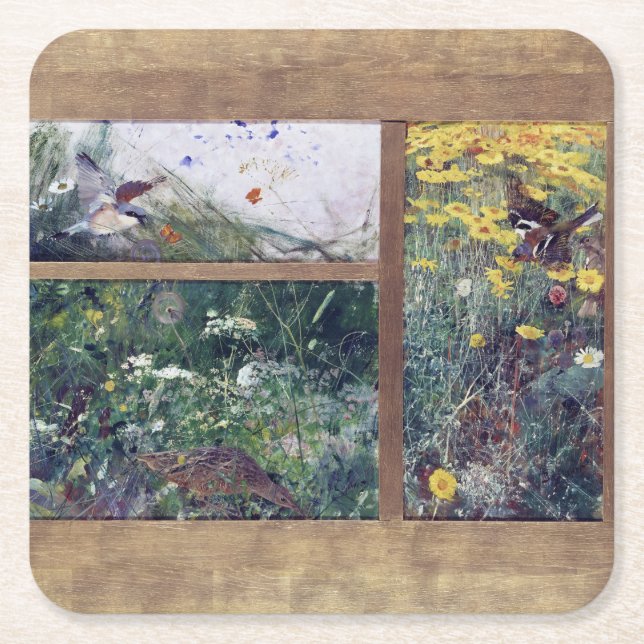 Dessous De Verre Carré Études d'oiseaux, Bruno Liljefors (Devant)