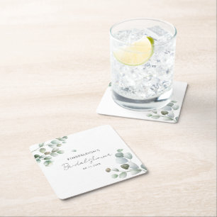 Dessous De Verre Carré Eucalyptus Botanique Mariage Script Fête de Fiança