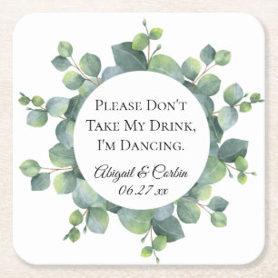 Dessous De Verre Carré Eucalyptus Foliage Mariage personnalisé