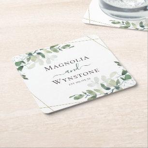 Dessous De Verre Carré Eucalyptus Mariage Carré Dessous de verre papier 