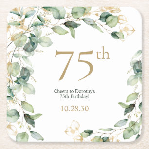 Dessous De Verre Carré Eucalyptus pour 75e anniversaire