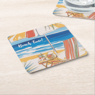 Dessous De Verre Carré Évasion de plage tropicale - Été personnalisé