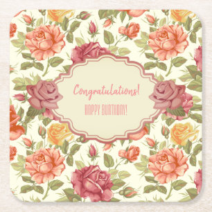 Dessous De Verre Carré Événement floral personnalisable