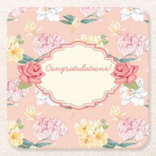 Dessous De Verre Carré Événement floral personnalisable