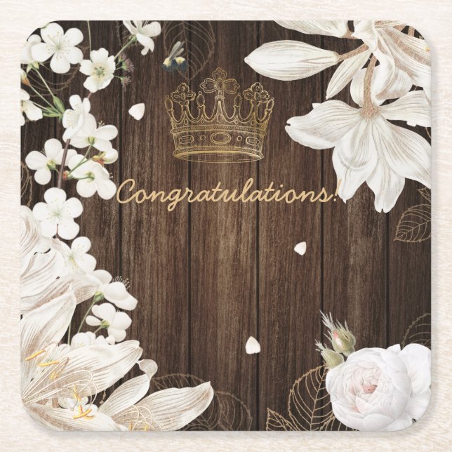 Dessous De Verre Carré Événement floral personnalisable (Devant)