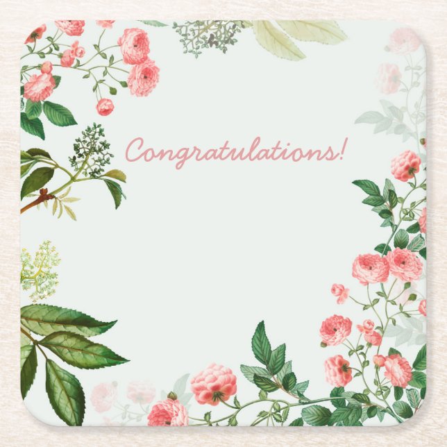Dessous De Verre Carré Événement floral personnalisable (Devant)