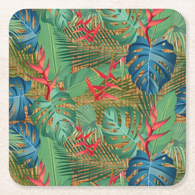 Dessous De Verre Carré Évier floral tropical (Devant)