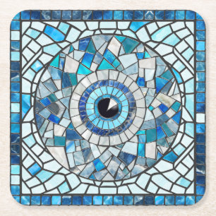 Dessous De Verre Carré Evil Oeil Amulet Mosaic Art