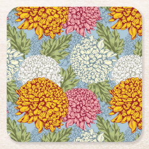 Dessous De Verre Carré Excellent motif avec des chrysanthèmes