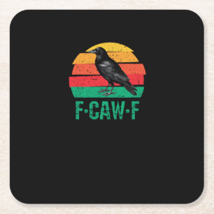 Dessous De Verre Carré F-Caw-F Corbeau Oiseau Rétro Coucher de soleil Vin
