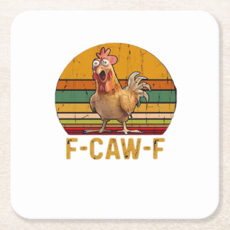 Dessous De Verre Carré F-Caw-F Humour de poulet essentiel minimaliste pro