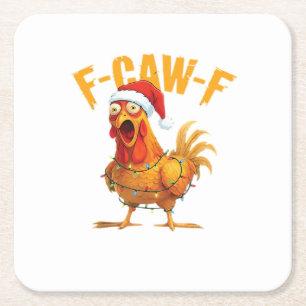 Dessous De Verre Carré F-Caw-F Noël Fun Chicken Noël Essentiel