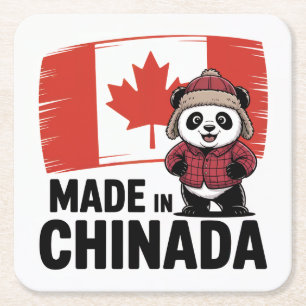 Dessous De Verre Carré Fabriqué en Chinada Panda - Chinois Canadien