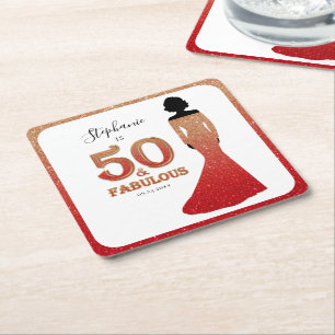 Dessous De Verre Carré Fabuleux 50e anniversaire Ombre Parties scintillan