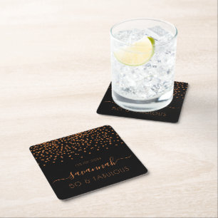 Dessous De Verre Carré Fabuleux anniversaire noir or monogramme