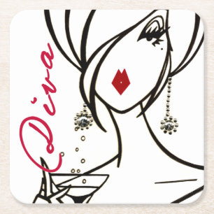 Dessous De Verre Carré Fabuleux "Martini Diva"