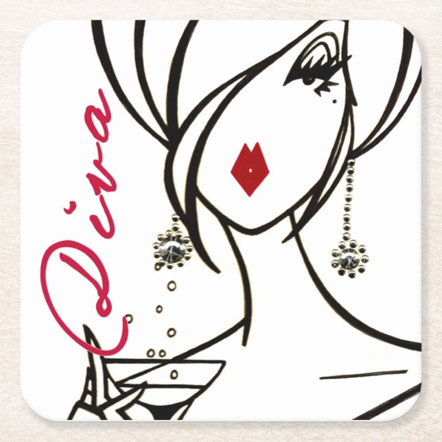 Dessous De Verre Carré Fabuleux "Martini Diva" (Devant)