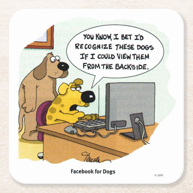 Dessous De Verre Carré Facebook pour Chiens (Devant)
