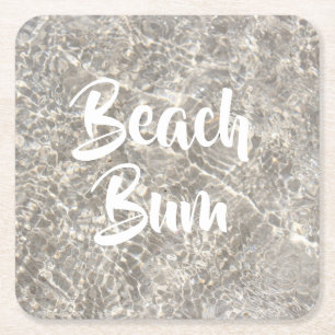 Dessous De Verre Carré Fainéant de la plage eau sable de plage été drôle