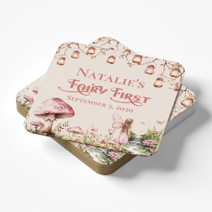 Dessous De Verre Carré Fairy Premier thème Fille 1er anniversaire fête Pe