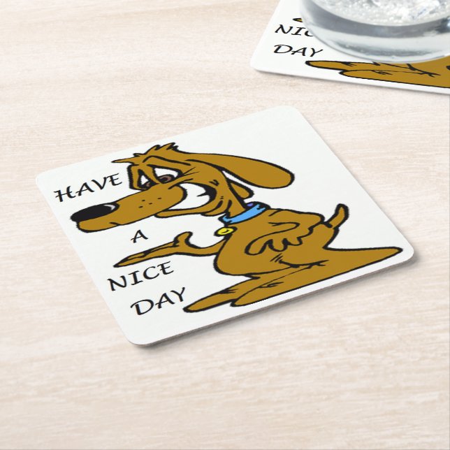 DESSOUS DE VERRE CARRÉ "FAIS UNE JOURNÉE AGRÉABLE" PUPPY CHIEN (Incliné)