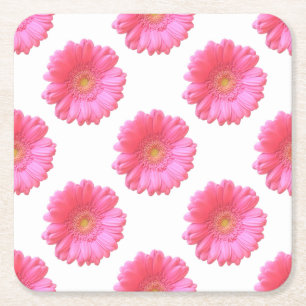 Dessous De Verre Carré Faisée de gerbera rose