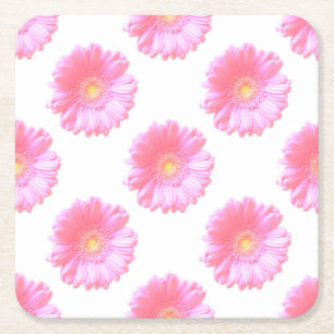 Dessous De Verre Carré Faisée de gerbera rose pâle