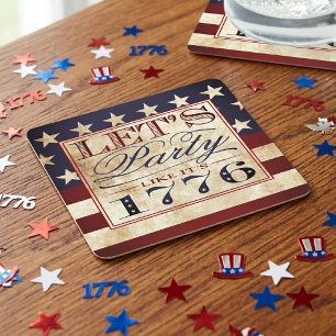 Dessous De Verre Carré Faisons la fête comme en 1776 Vintage 4 juillet