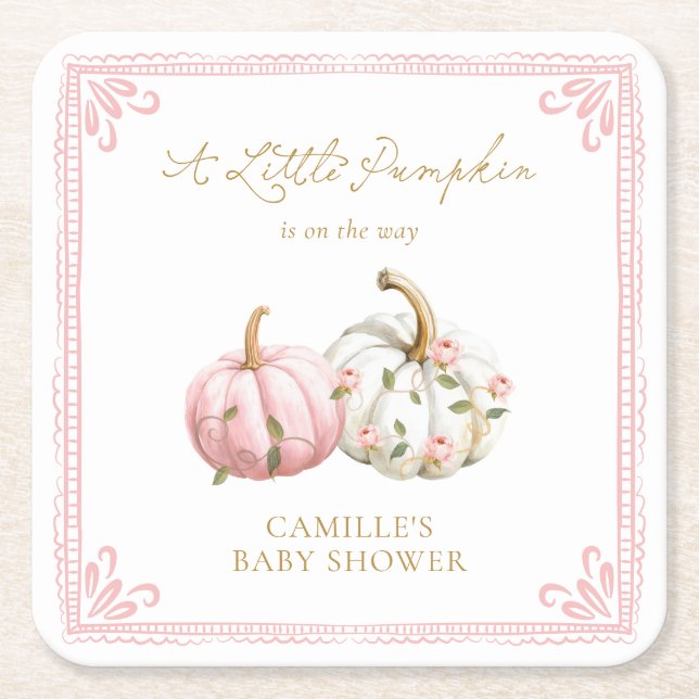 Dessous De Verre Carré Fall Pink Baby Shower Drink Coasters (Devant)