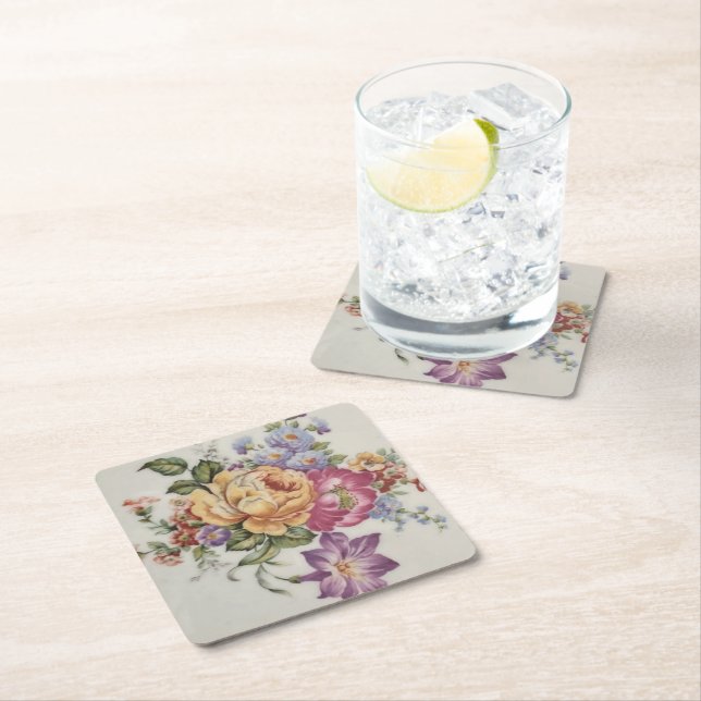Dessous De Verre Carré Fancy Florale (En situation)