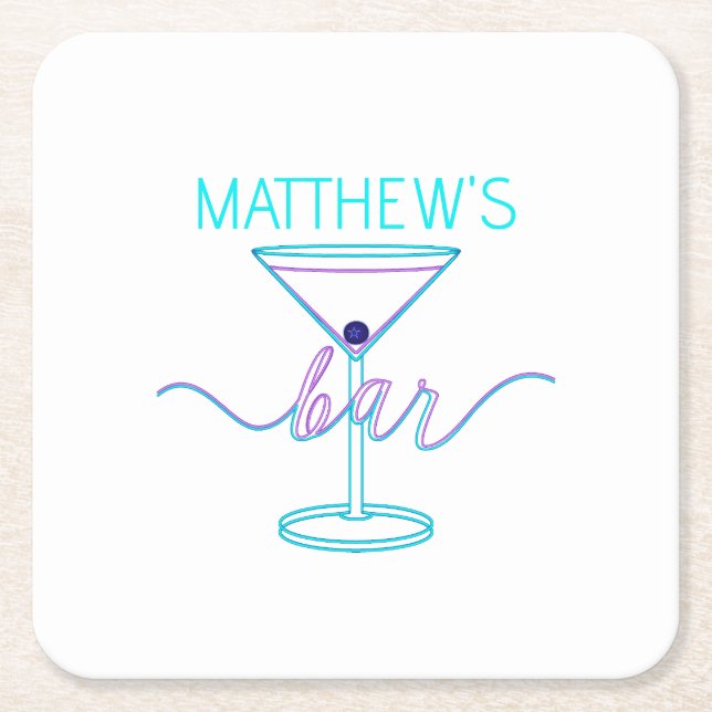 Dessous De Verre Carré Fancy Script Fun Colonnes Fun Bar (Devant)