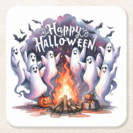 Dessous De Verre Carré Fantôme lunatique Dessous de verre papier Hallowee